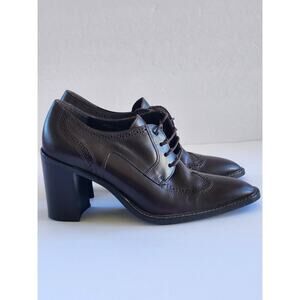 Apostrophe Derby Wingtip Brown Lace Up Women Heels 7M Coquette S0069